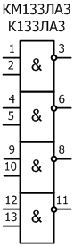 условное графическое обозначение микросхем: К133ЛА3, КМ133ЛА3