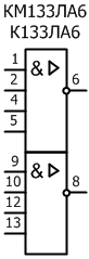 условное графическое обозначение микросхем: К133ЛА6, КМ133ЛА6