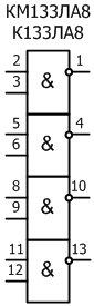 условное графическое обозначение микросхем: К133ЛА8, КМ133ЛА8