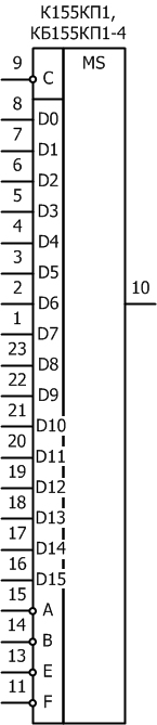 Условное графическое обозначение микросхем: К155КП1, КБ155КП1-4