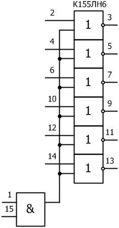 Условное графическое обозначение микросхемы К155ЛН6