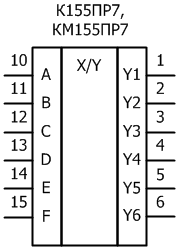 Условное графическое обозначение микросхем: К155ПР7, КМ155ПР7