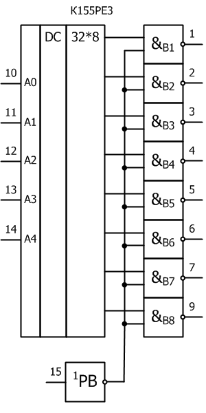Условное графическое обозначение микросхемы К155РЕ3