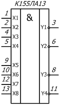 условное графическое обозначение микросхем К155ЛА13, КМ155ЛА13, КБ155ЛА13-4