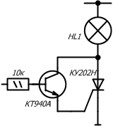 принципиальная схема замены полевого транзистора на тиристор